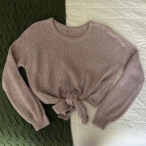 purple tie front sweatshirt